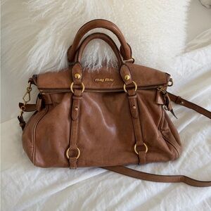 Miu Miu Leather Light Brown Tan Shoulder Vitello Lux Bag